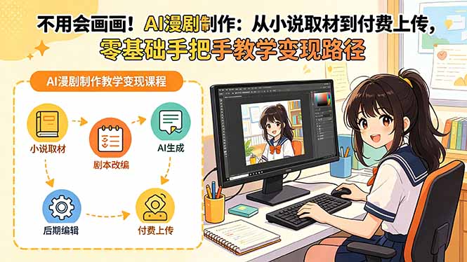 不用会画画!AI漫剧制作:从小说取材到付费上传,零基础手把手教学变现路径-知芽创业社