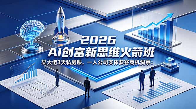 2026 AI 创富新思维火箭班：某大佬3天私房课，一人公司实体获客商机洞察-知芽创业社