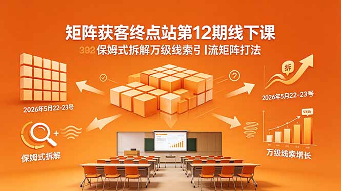 矩阵获客终点站第12期线下课 2026年5月22-23号 保姆式拆解万级线索引流矩阵打法-知芽创业社