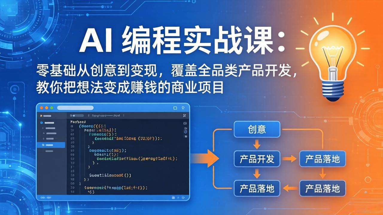 AI编程实战课-第三期-5月9更新：零基础从创意到变现，覆盖全品类产品开发，把想法变成赚钱项目-知芽创业社