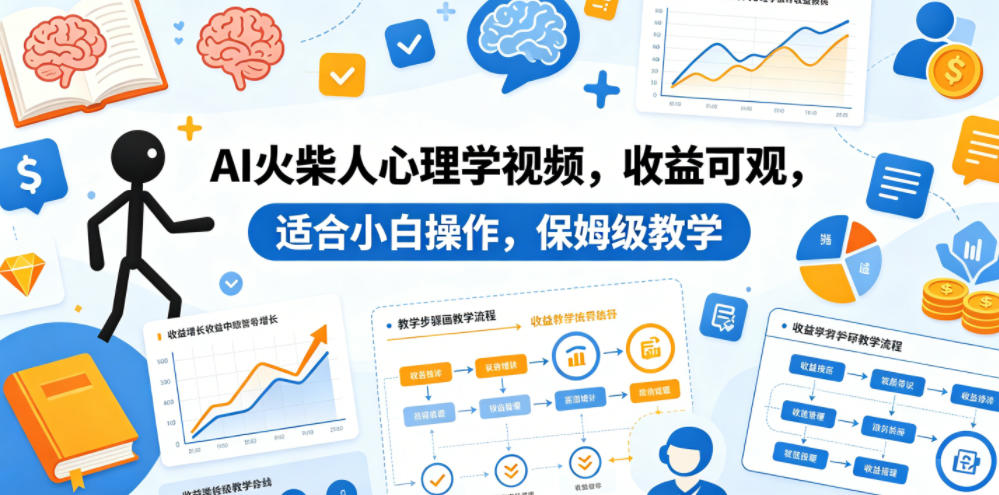 AI火柴人心理学视频,收益可观,适合小白操作,保姆级教学-知芽创业社