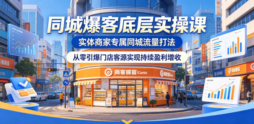 同城爆客底层实操课，实体商家专属同城流量打法，从零引爆门店客源实现持续盈利增收-知芽创业社