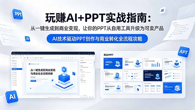 玩赚AI+PPT实战指南-更新5月13:从一键生成到商业变现,让你的PPT从自用工具升级为可卖产品-知芽创业社