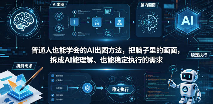 普通⼈也能学会的AI出图⽅法，把脑子里的画面，拆成AI能理解、也能稳定执行的需求【文档】-知芽创业社