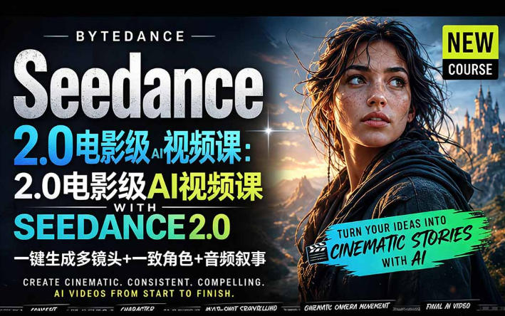 字节跳动的Seedance 2.0 AI电影视频生成制作教程，一键生成多镜头+一致角色+音频叙事-中英字幕-知芽创业社