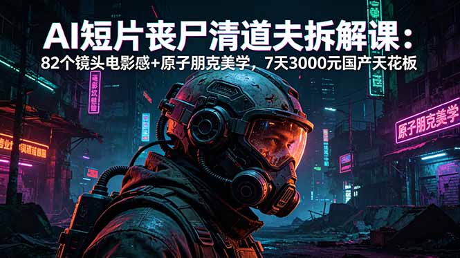 AI短片《丧尸清道夫》拆解课：82个镜头电影感+原子朋克美学，7天3000元国产天花板-知芽创业社