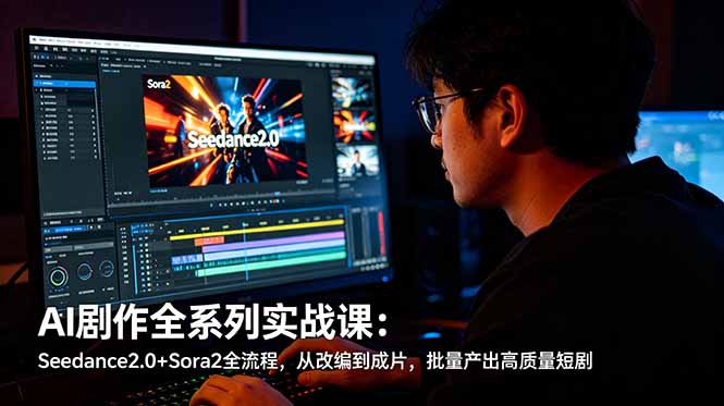 AI剧作全系列实战课：Seedance2.0+Sora2全流程，从改编到成片，批量产出高质量短剧-知芽创业社