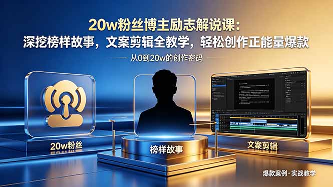 20w粉丝博主励志解说课:深挖榜样故事,文案剪辑全教学,轻松创作正能量爆款-知芽创业社