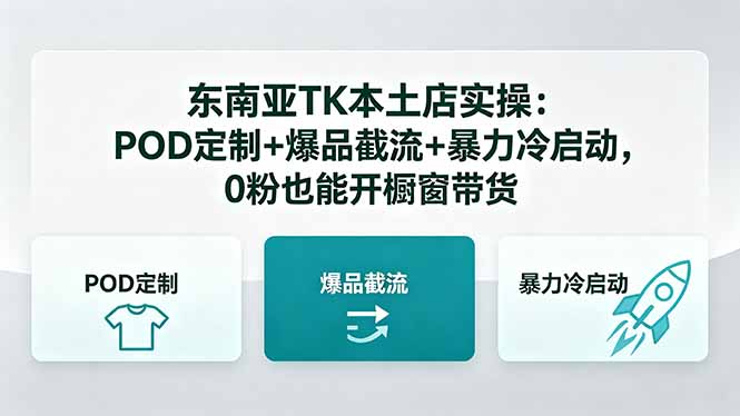 东南亚TK本土店实操：POD定制+爆品截流+暴力冷启动，0粉也能开橱窗带货-知芽创业社