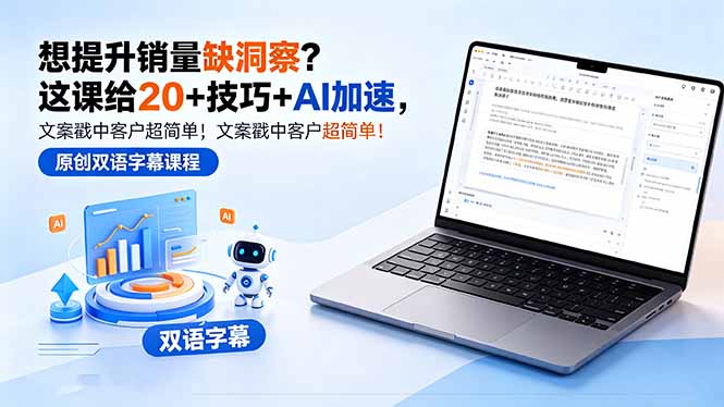 想提升销量缺洞察？这课给 20 + 技巧 + AI 加速，文案戳中客户超简单！【原创双语字幕】-知芽创业社