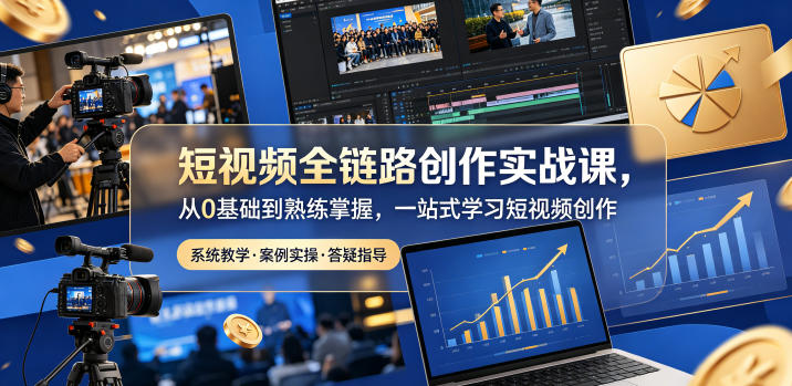 短视频全链路创作实战课,从0基础到熟练掌握,一站式学习短视频创作-知芽创业社