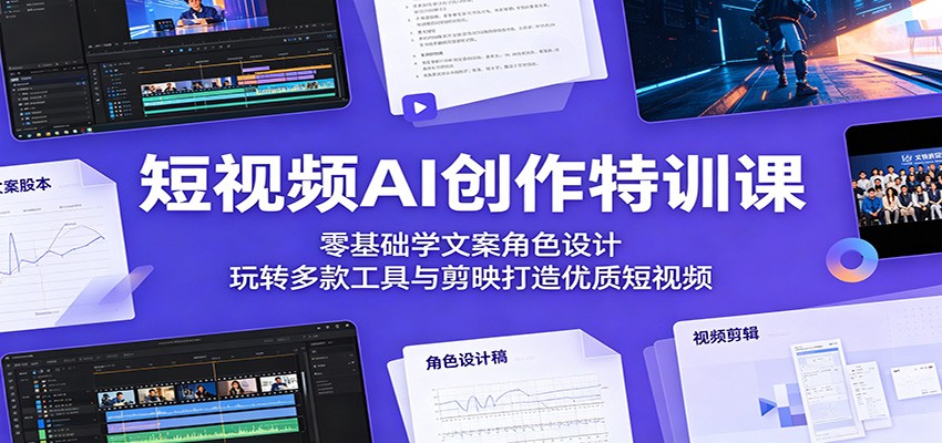 短视频AI创作特训课：零基础学文案角色设计，玩转多款工具与剪映打造优质短视频-知芽创业社