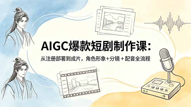 AIGC爆款短剧制作课：从注册部署到成片，角色形象+分镜+配音全流程-知芽创业社