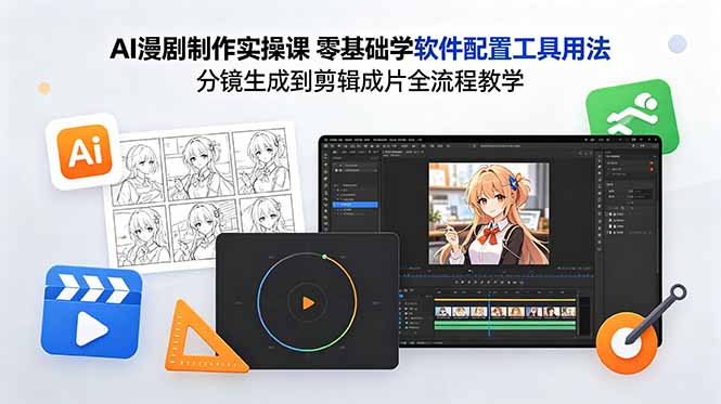 AI漫剧制作实操课 零基础学软件配置工具用法 分镜生成到剪辑成片全流程教学-知芽创业社