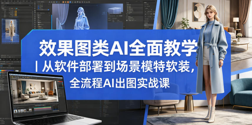 效果图类AI全面教学|从软件部署到场景模特软装,全流程AI出图实战课-知芽创业社