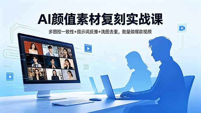 AI颜值素材复刻实战课,多图控一致性+提示词反推+洗图去重,批量做爆款视频-知芽创业社