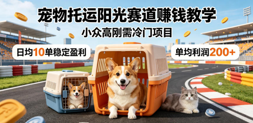 宠物托运阳光赛道賺钱教学,小众高刚需冷门项目,日均10单稳定盈利,单均利润200+-知芽创业社