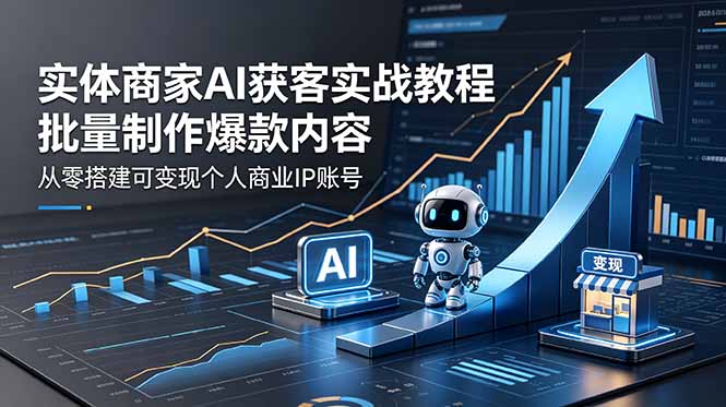 实体商家AI获客实战教程:批量制作爆款内容,从零搭建可变现个人商业IP账号-知芽创业社