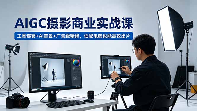 AIGC 摄影商业实战课,工具部署+AI置景+广告级精修,低配电脑也能高效出片-知芽创业社