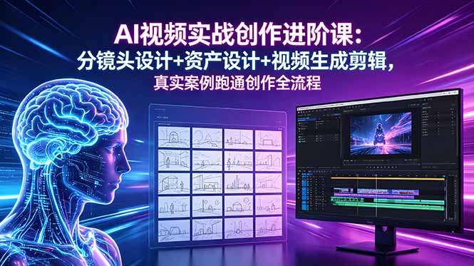 AI视频实战创作进阶课：分镜头设计+资产设计+视频生成剪辑，真实案例跑通创作全流程-知芽创业社