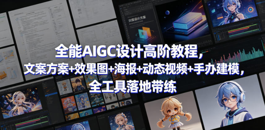 全能AIGC设计高阶教程,文案方案+效果图+海报+动态视频+手办建模,全工具落地带练-知芽创业社