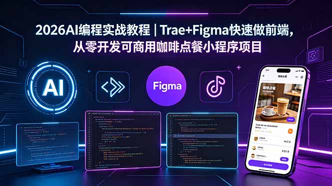 2026AI编程实战教程｜Trae+Figma快速做前端，从零开发可商用咖啡点餐小程序项目-知芽创业社