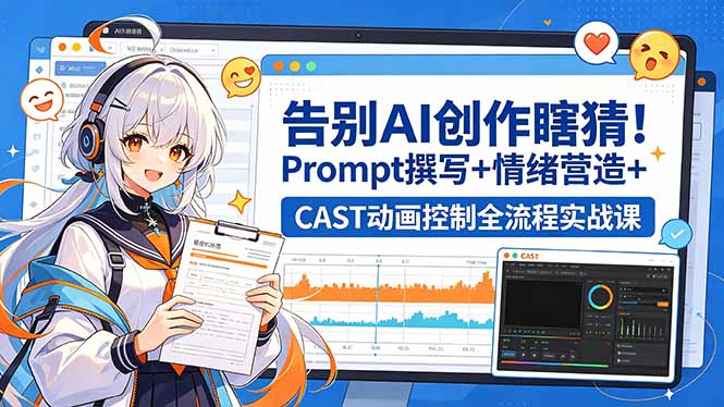 告别AI创作瞎猜！Prompt撰写+情绪营造+CAST动画控制全流程实战课-知芽创业社