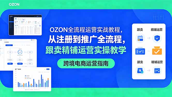 OZON全流程运营实战教程，从注册到推广全流程，跟卖精铺运营实操教学-知芽创业社