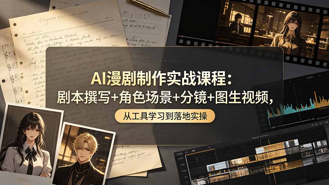 AI漫剧制作实战课程：剧本撰写+角色场景+分镜+图生视频，从工具学习到落地实操-知芽创业社