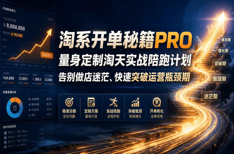 淘系开单秘籍PRO,量身定制淘天实战陪跑计划,告别做店迷茫、快速突破运营瓶颈期(2026年6月22日)-知芽创业社