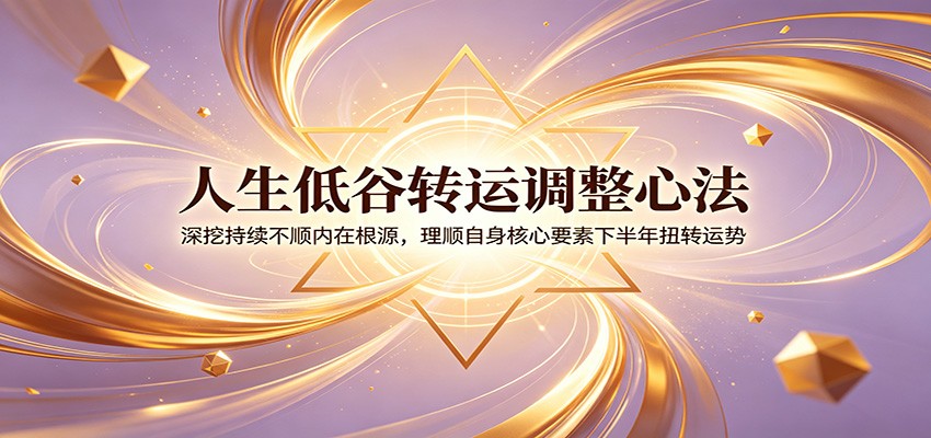 人生低谷转运调整心法：深挖持续不顺内在根源，理顺自身核心要素下半年扭转运势-知芽创业社