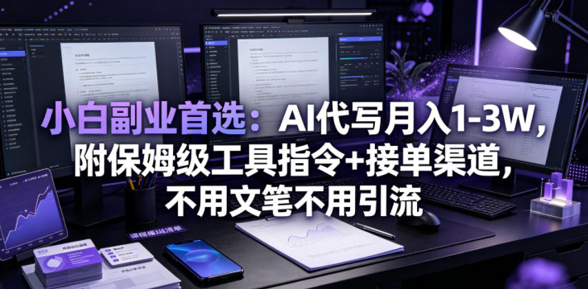 小白副业首选:AI代写月入1-3W,附保姆级工具指令+接单渠道,不用文笔不用引流【揭秘】-知芽创业社
