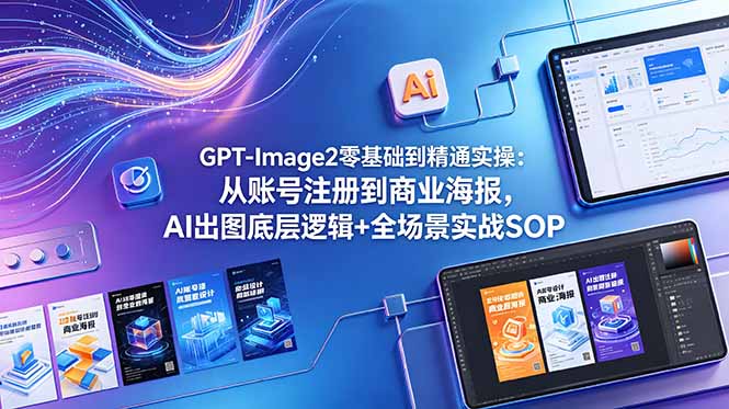 GPT-Image2零基础到精通实操：从账号注册到商业海报，AI出图底层逻辑+全场景实战SOP-知芽创业社