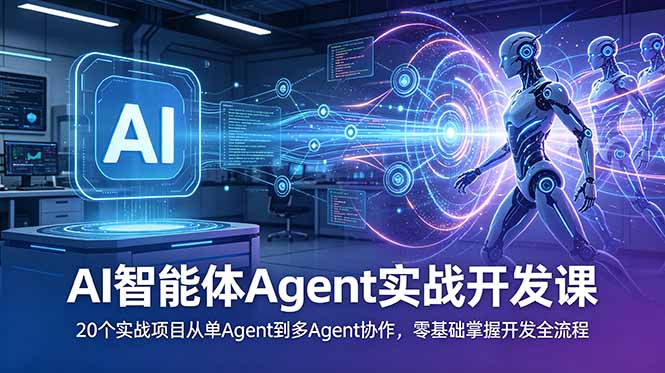 AI智能体Agent实战开发课：20个实战项目从单Agent到多Agent协作，零基础掌握开发全流程-知芽创业社