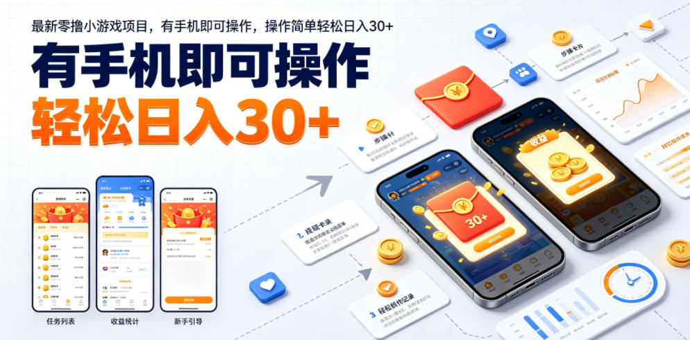 最新零撸小游戏项目,有手机即可操作,操作简单轻松日入30+-知芽创业社
