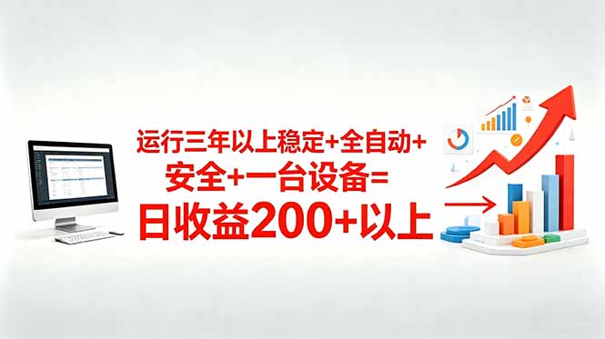 三年以上稳定+全自动+安全+一台设备=日收益200+-知芽创业社