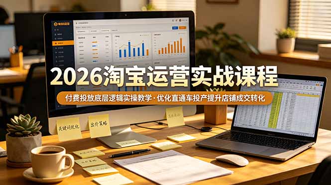 2026 淘宝运营实战课程,付费投放底层逻辑实操教学,优化直通车投产提升店铺成交转化-知芽创业社