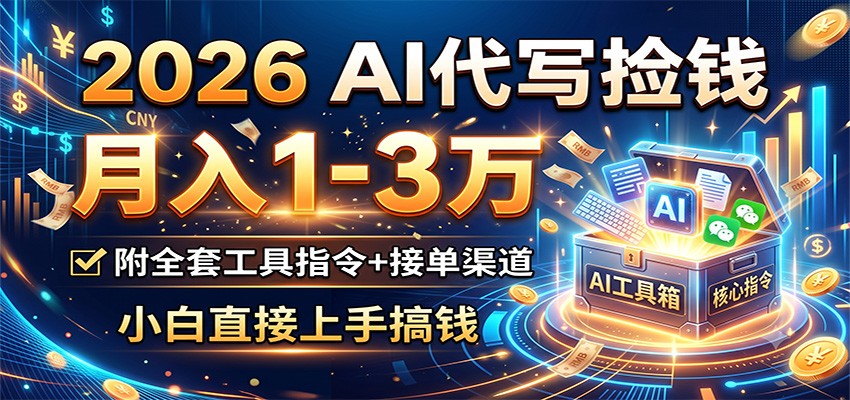 2026 AI代写捡钱,月入1-3万,附全套工具指令+接单渠道,小白直接上手搞钱-知芽创业社