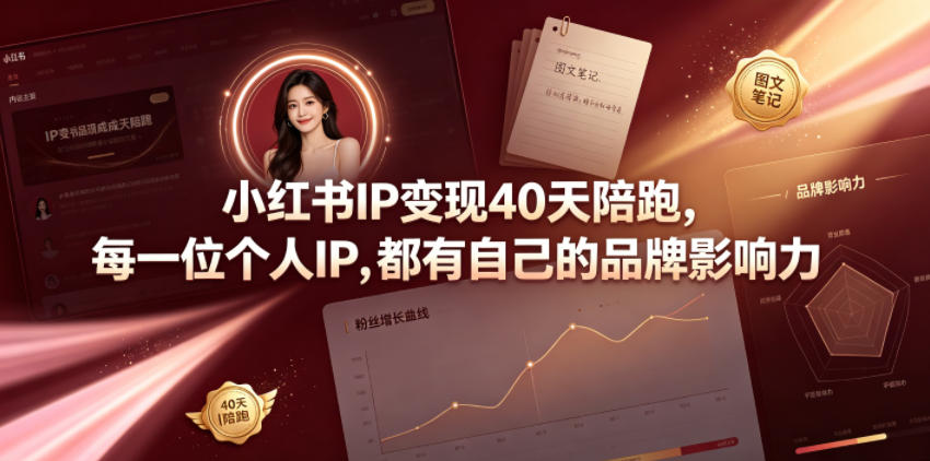 小红书IP变现40天陪跑,每一位个人IP,都有自己的品牌影响力-知芽创业社