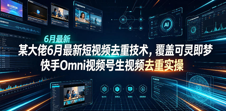 某大佬6月最新短视频去重技术,覆盖可灵即梦快手Omni视频号生视频去重实操-知芽创业社
