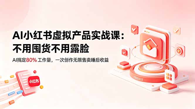 AI小红书虚拟产品实战课-更新:不用囤货不用露脸,AI搞定80%工作量,一次创作无限售卖睡后收益-知芽创业社