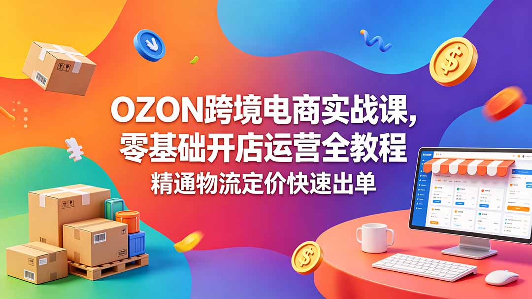 OZON 跨境电商实战课,零基础开店运营全教程,精通物流定价快速出单-知芽创业社