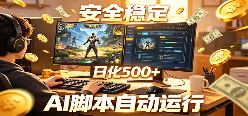 三角洲全自动挂机，AI脚本躺赚，日化500+-知芽创业社