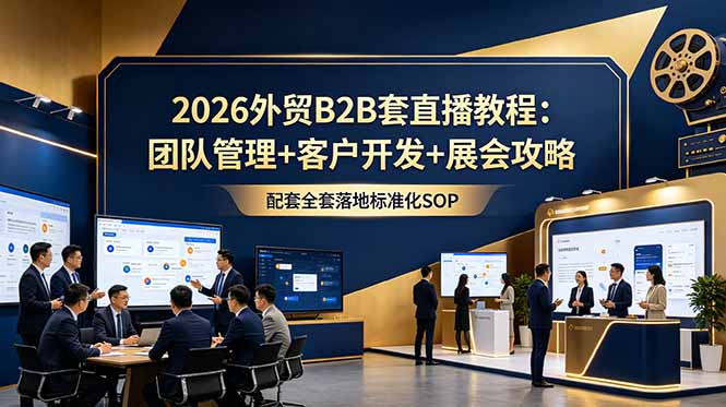 2026外贸B2B套直播教程：团队管理+客户开发+展会攻略，配套全套落地标准化SOP-知芽创业社