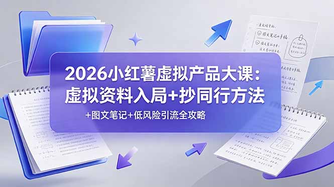 2026小红薯虚拟产品大课:虚拟资料入局+抄同行方法+图文笔记+低风险引流全攻略-知芽创业社