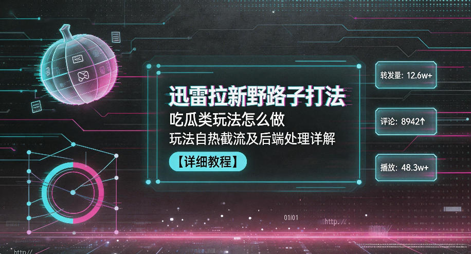 迅雷拉新野路子打法,吃瓜类玩法怎么做,玩法自热截流及后端处理详解-知芽创业社