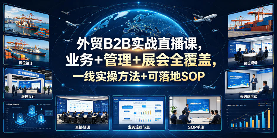 外贸B2B实战直播课，业务+管理+展会全覆盖，一线实操方法+可落地SOP-知芽创业社