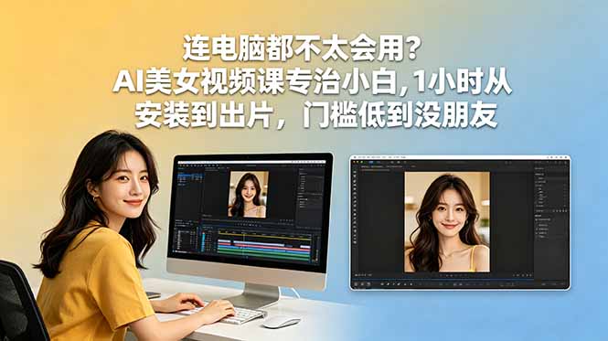 连电脑都不太会用？AI美女视频课专治小白，1小时从安装到出片，门槛低到没朋友-知芽创业社