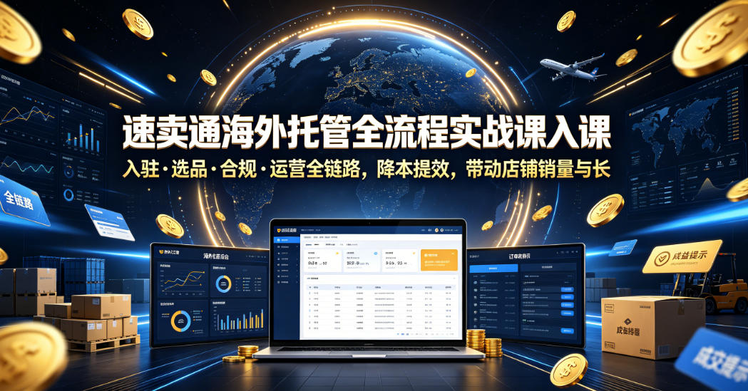 速卖通海外托管全流程实战课入驻・选品・合规・运营全链路,降本提效,带动店铺销量与收益增长-知芽创业社