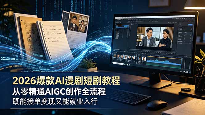 2026 爆款 AI 漫剧短剧教程 从零精通 AIGC 创作全流程 既能接单变现又能就业入行-知芽创业社